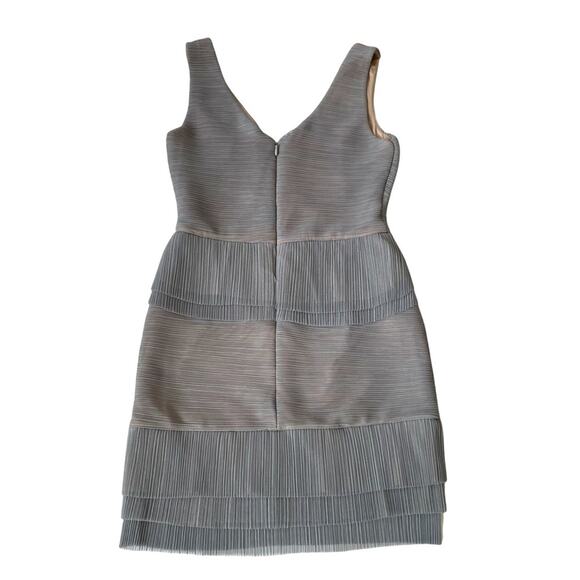 BCBGMaxAzria Sven Peplum Micropleat Mini Dress Cocktail Party M Grey Smoke NWOT - Picture 2 of 10